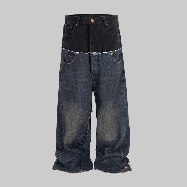 Oversized Double-Layer Patchwork Baggy Jeans
