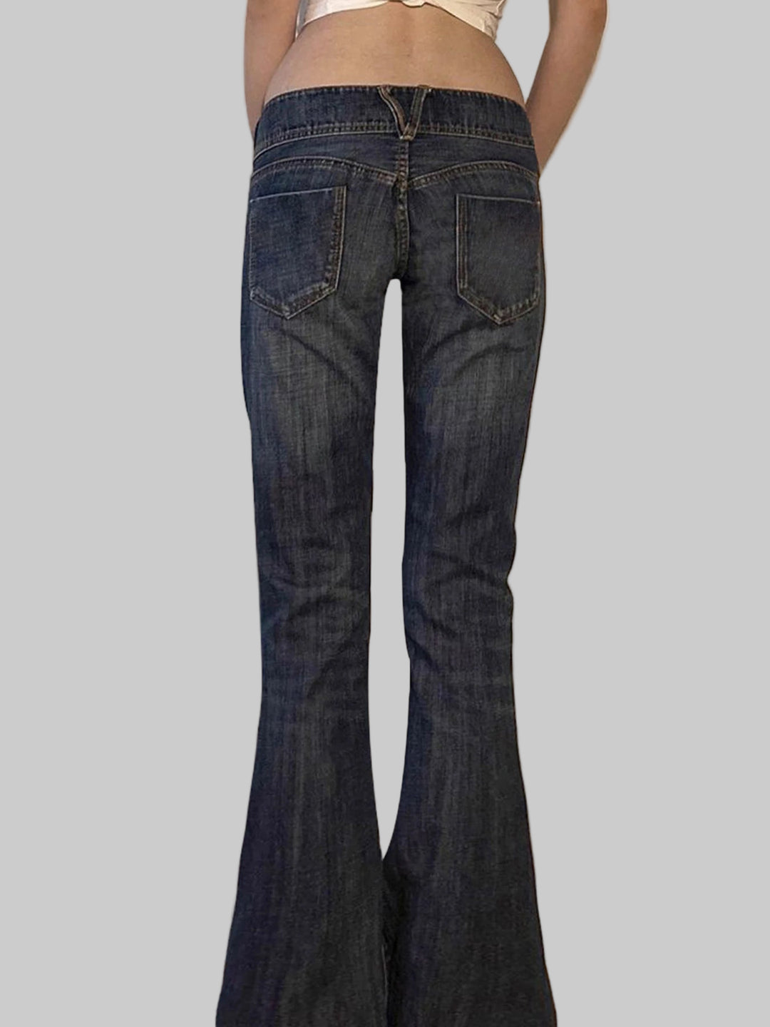 Vintage Y2K Flared Jeans - Retro Button-Up Low Rise