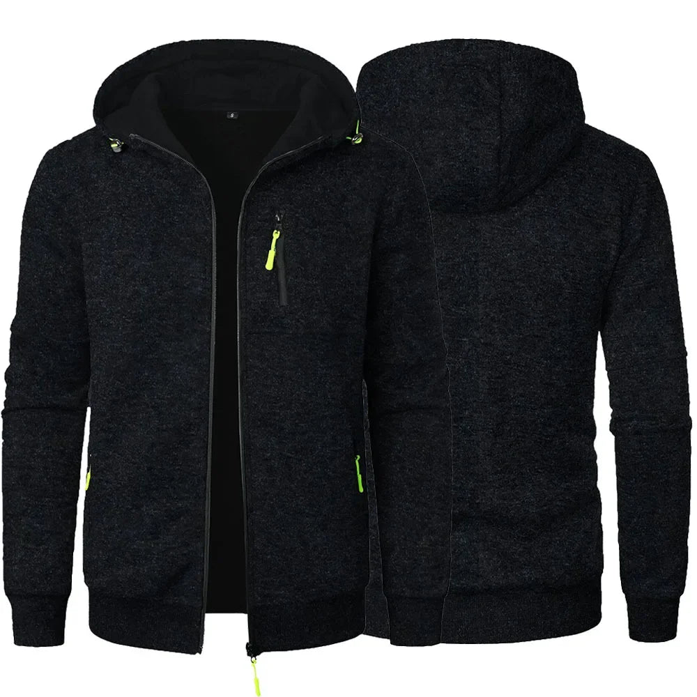 Zipper Pocket Jacquard Slim Fit Hoodie