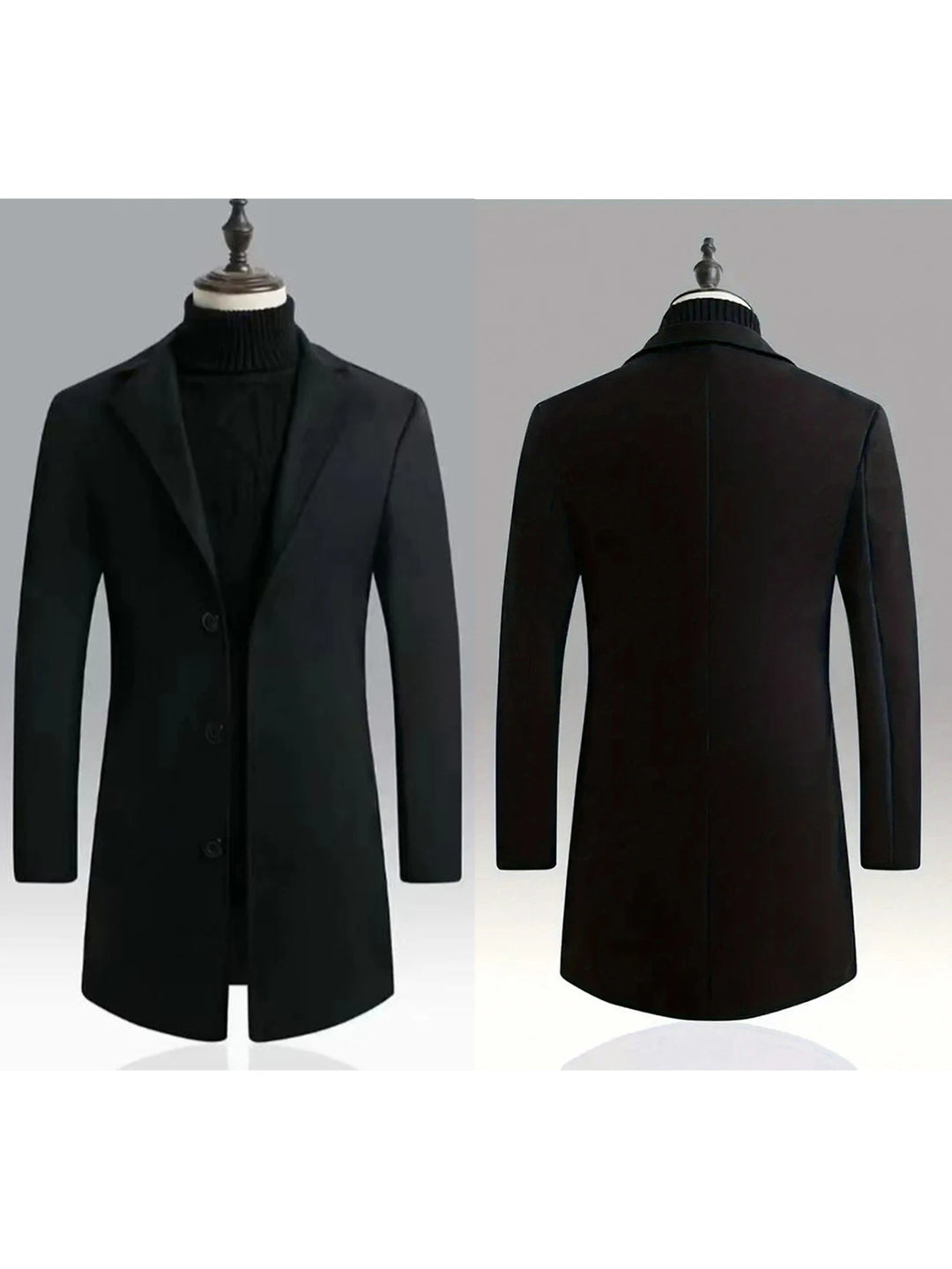 Notched Lapel Single Button Wool Blend Pea Coat