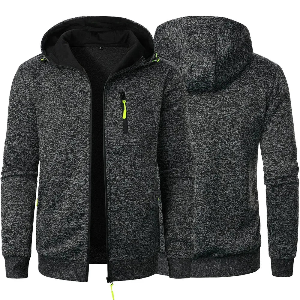 Zipper Pocket Jacquard Slim Fit Hoodie