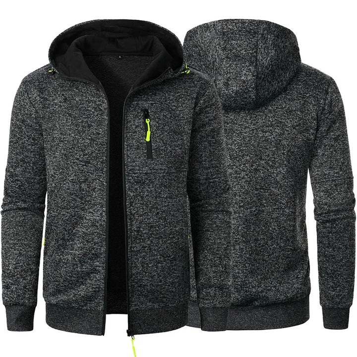 Zipper Pocket Jacquard Slim Fit Hoodie