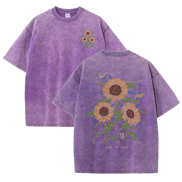 Lift Is Good Soft Cotton Sunflower Print T-Shirt
