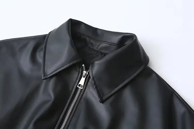 Versatile Loose Faux Leather Jacket