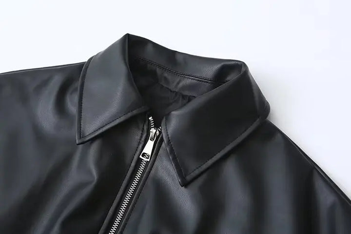 Versatile Loose Faux Leather Jacket