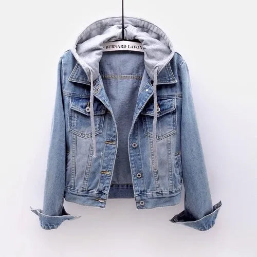 Hooded Slim Fit Denim Coat