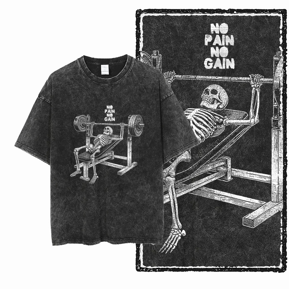 Skull Graphic Acid Washed Tees