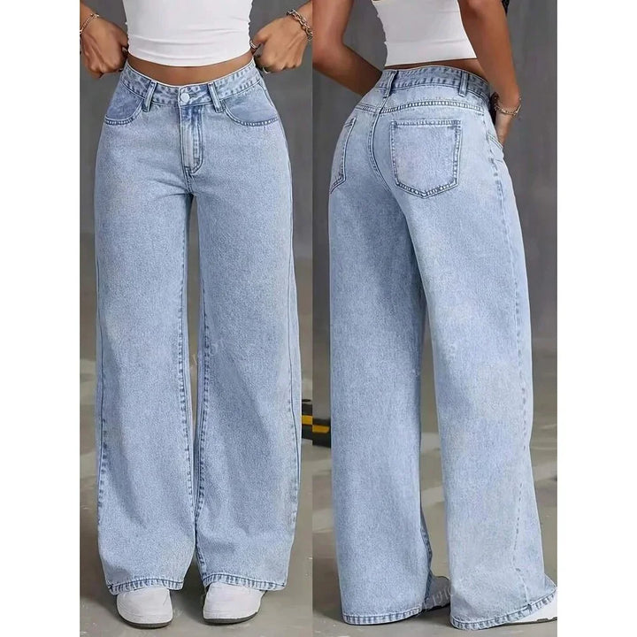 High-Waisted Straight Leg Jeans