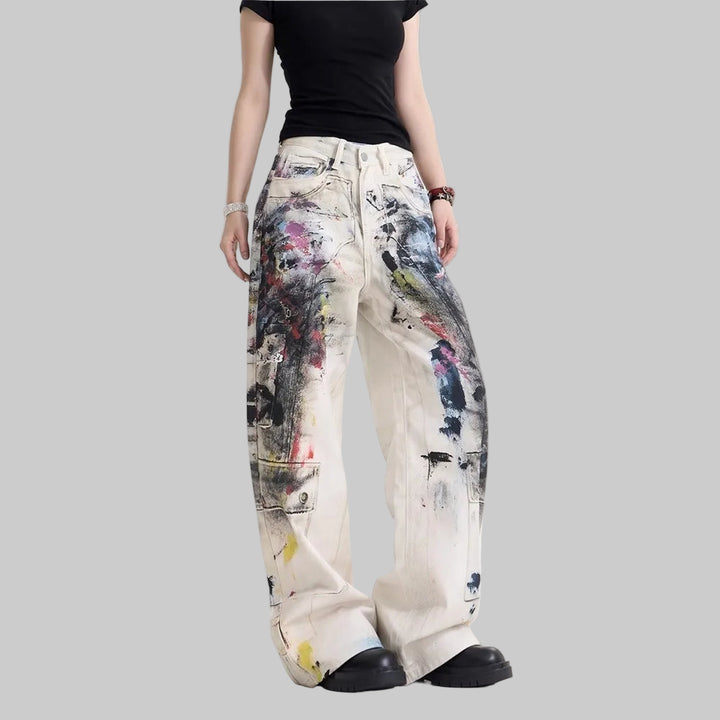 Graffiti Punk Style Baggy Wide-Leg Jeans
