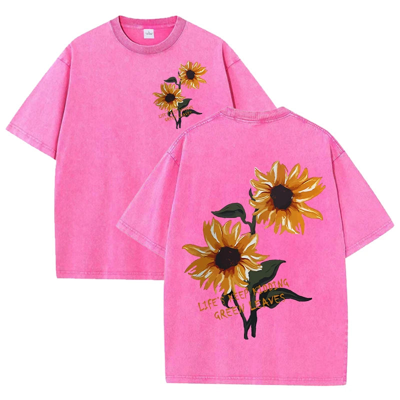 Lift Is Good Soft Cotton Sunflower Print T-Shirt