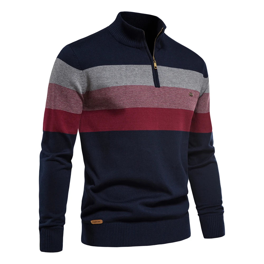 Cotton Mock Neck Quarter-Zip Sweater