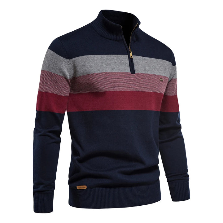 Cotton Mock Neck Quarter-Zip Sweater