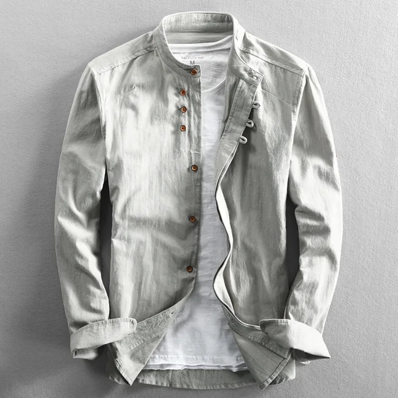 Fall Winter Stand Collar Long Sleeve Shirt