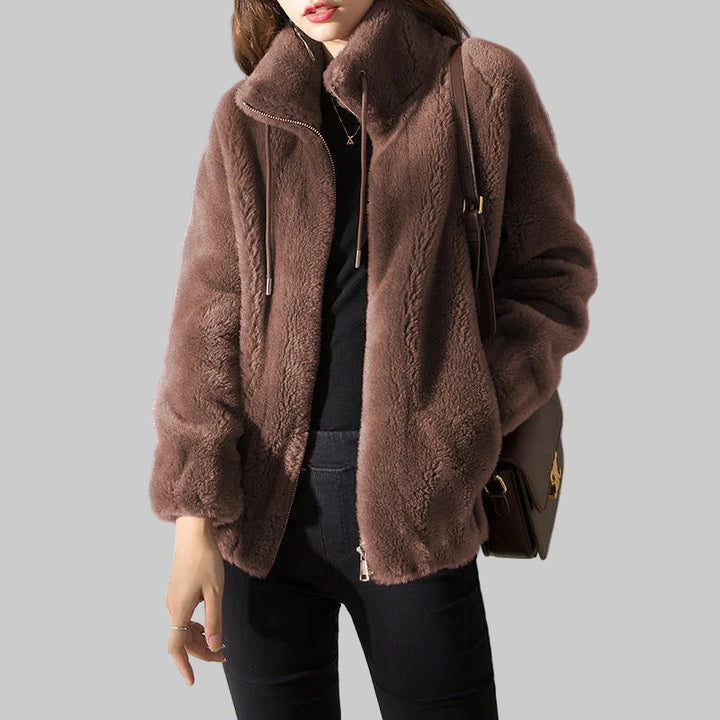Double Coral Fleece Warm Coat with Stand Collar