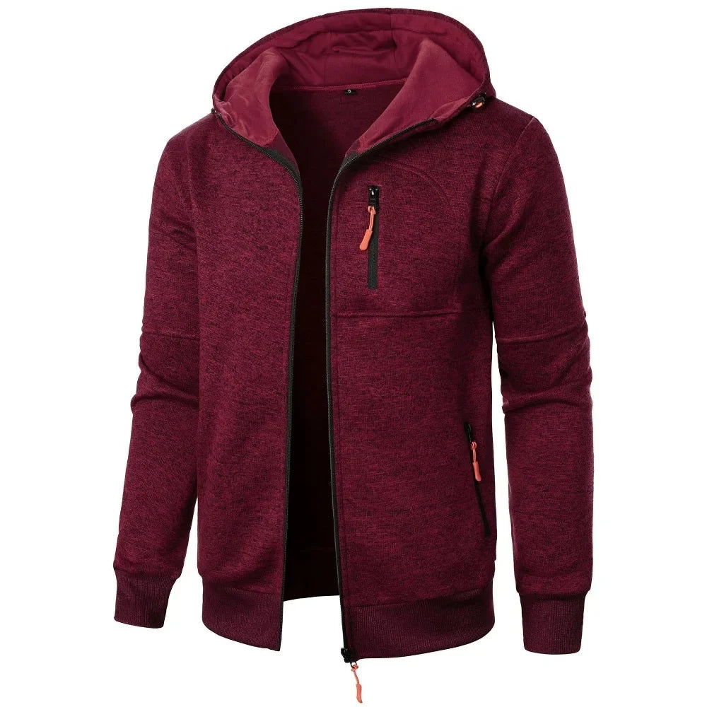 Zipper Pocket Jacquard Slim Fit Hoodie