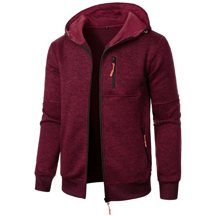 Zipper Pocket Jacquard Slim Fit Hoodie