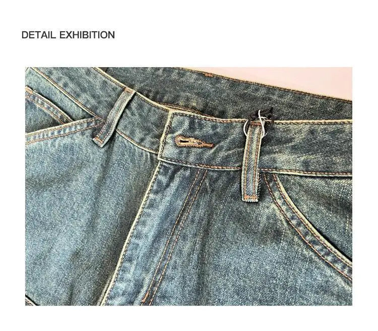 Modern embossed washed men's work jeans