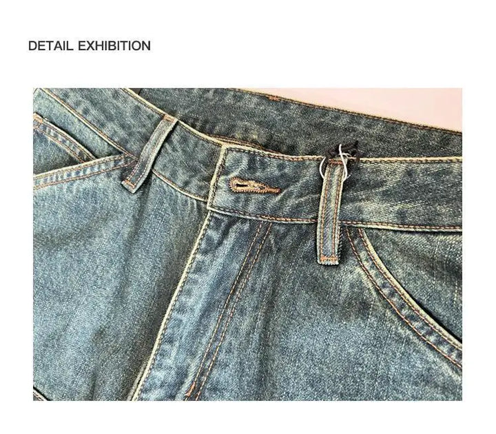 Modern embossed washed men's work jeans
