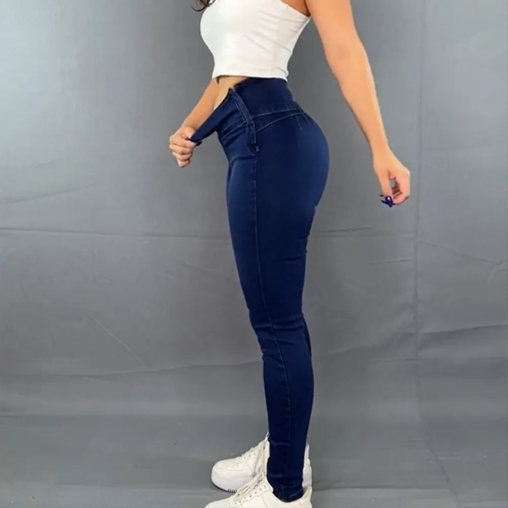 High Waisted Skinny Pants Side Zipper