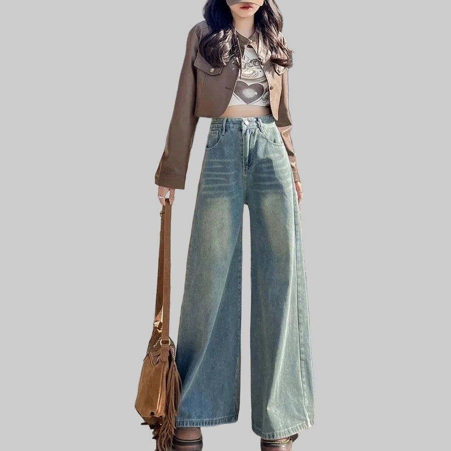 American Style High-Waisted Straight Leg Jeans