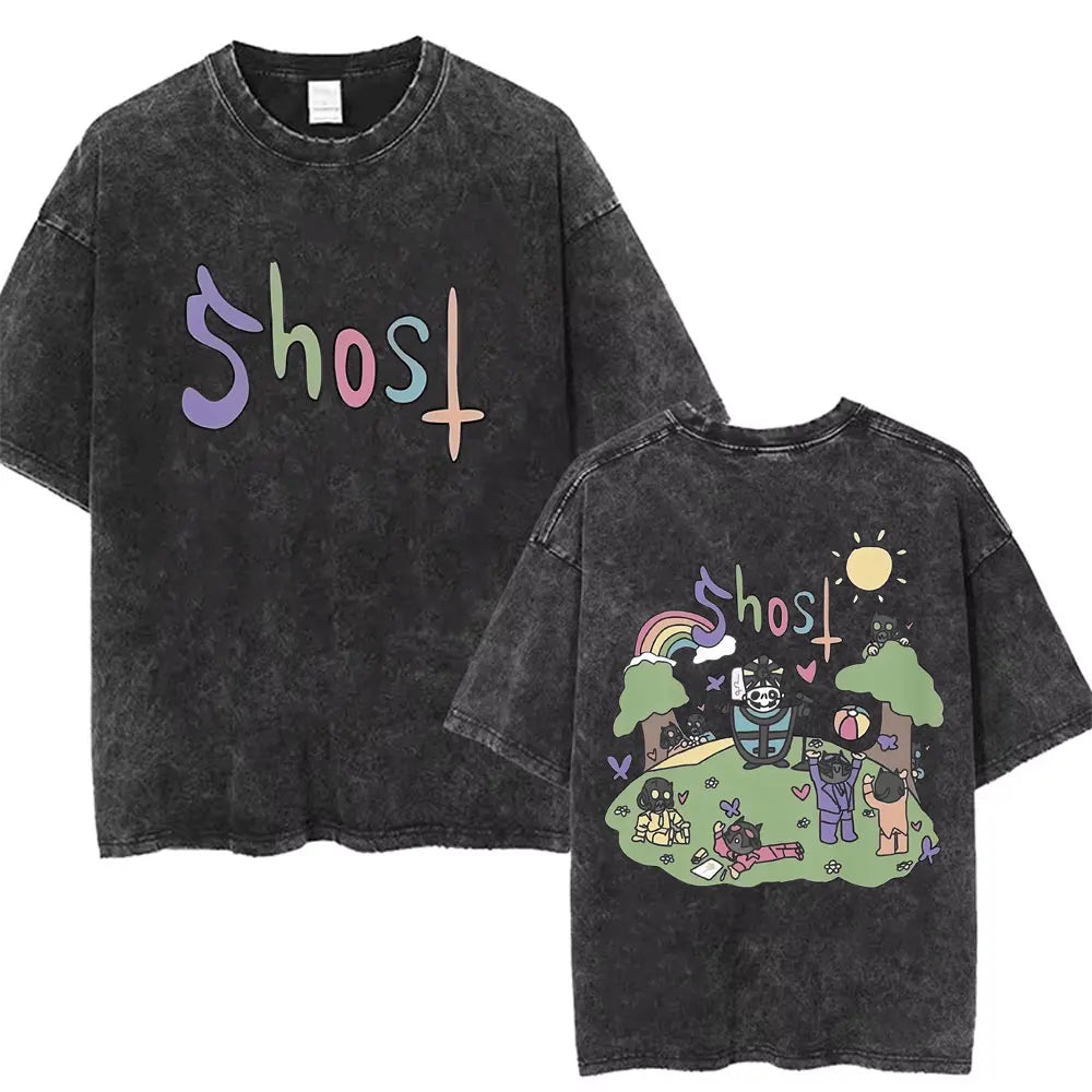 Washed Vintage Gothic Rock Metal Ghost Band Tees