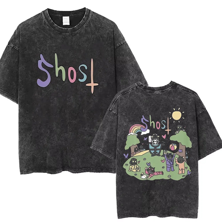 Washed Vintage Gothic Rock Metal Ghost Band Tees