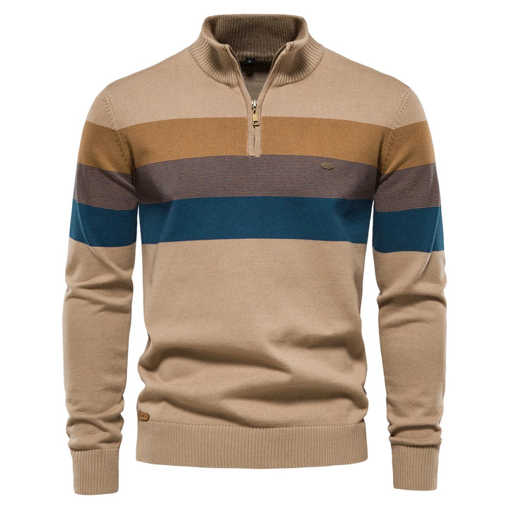 Cotton Mock Neck Quarter-Zip Sweater