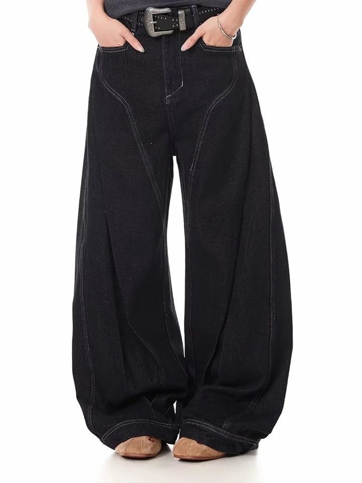 Trendy Vintage-Inspired Women's Deconstructed Wide Leg Jeans