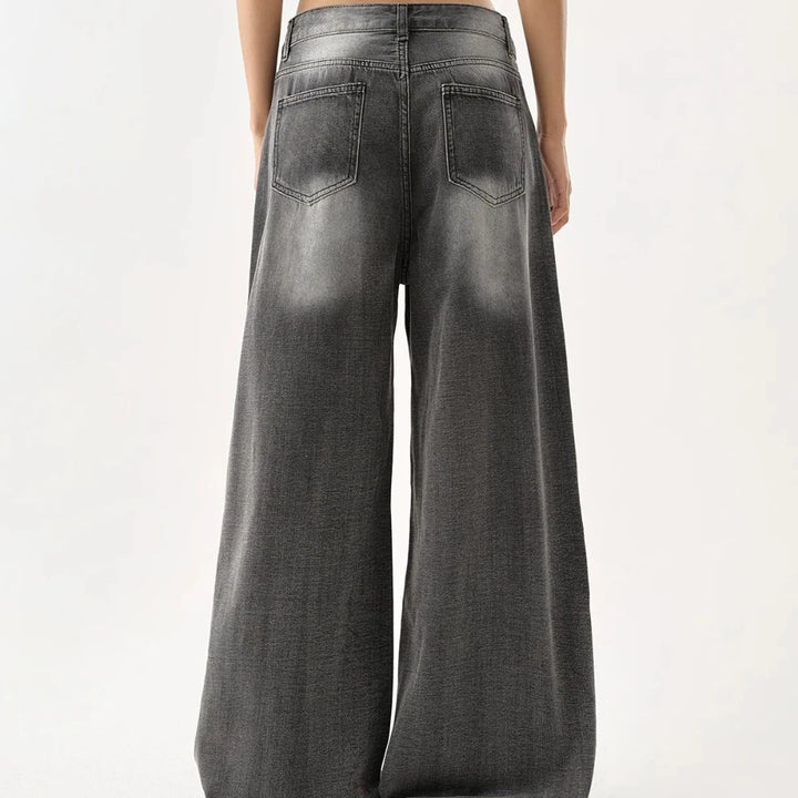 High-Waisted American Retro Loose Fit Ripped Jeans