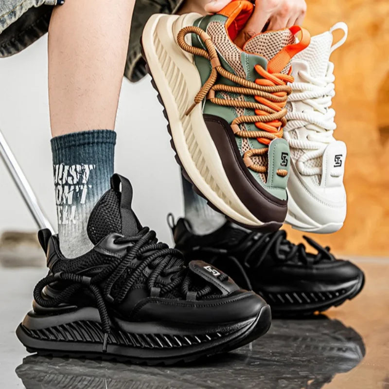 Versatile Casual Lace-Up Chunky Sneakers