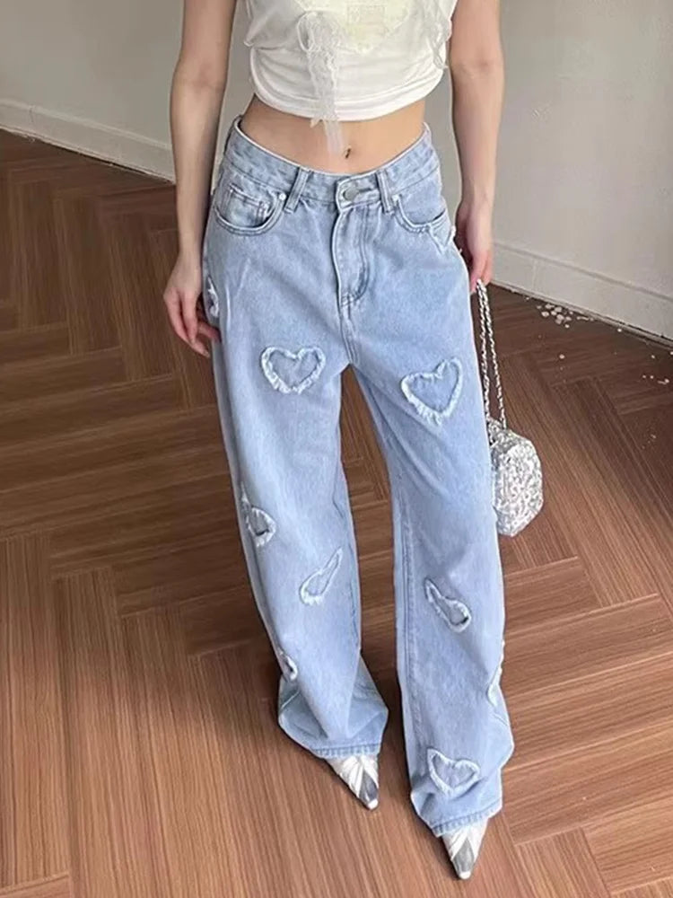 Chic High-Waisted Straight Leg Denim Jeans