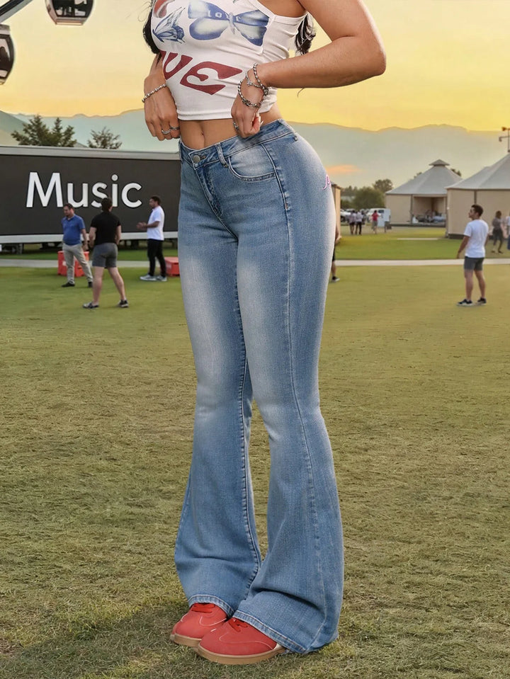 High-Waisted Flared Denim Jeans