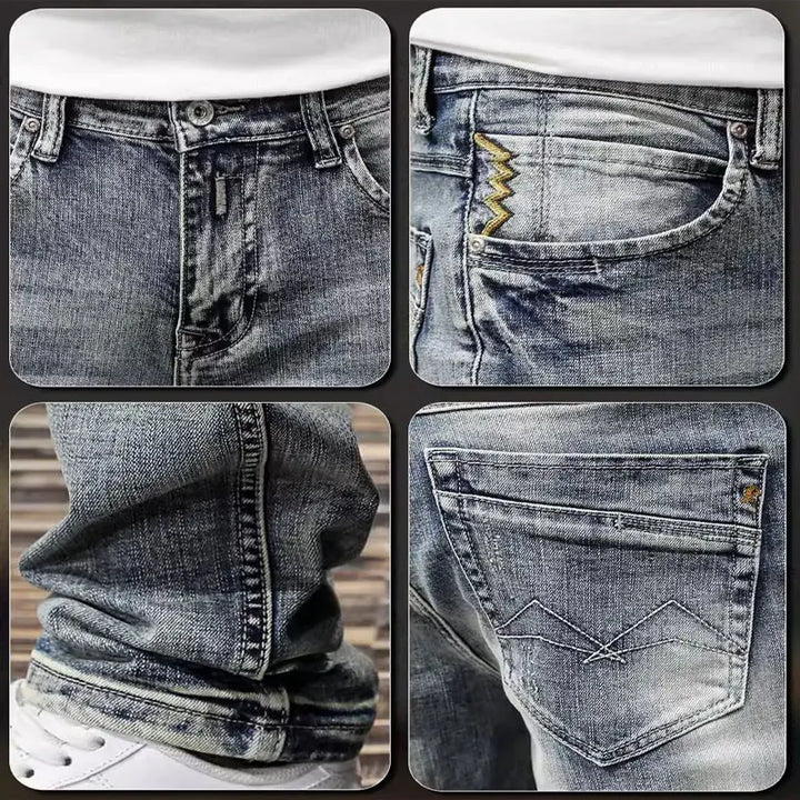 Vintage-Inspired Slim Fit Ripped Jeans