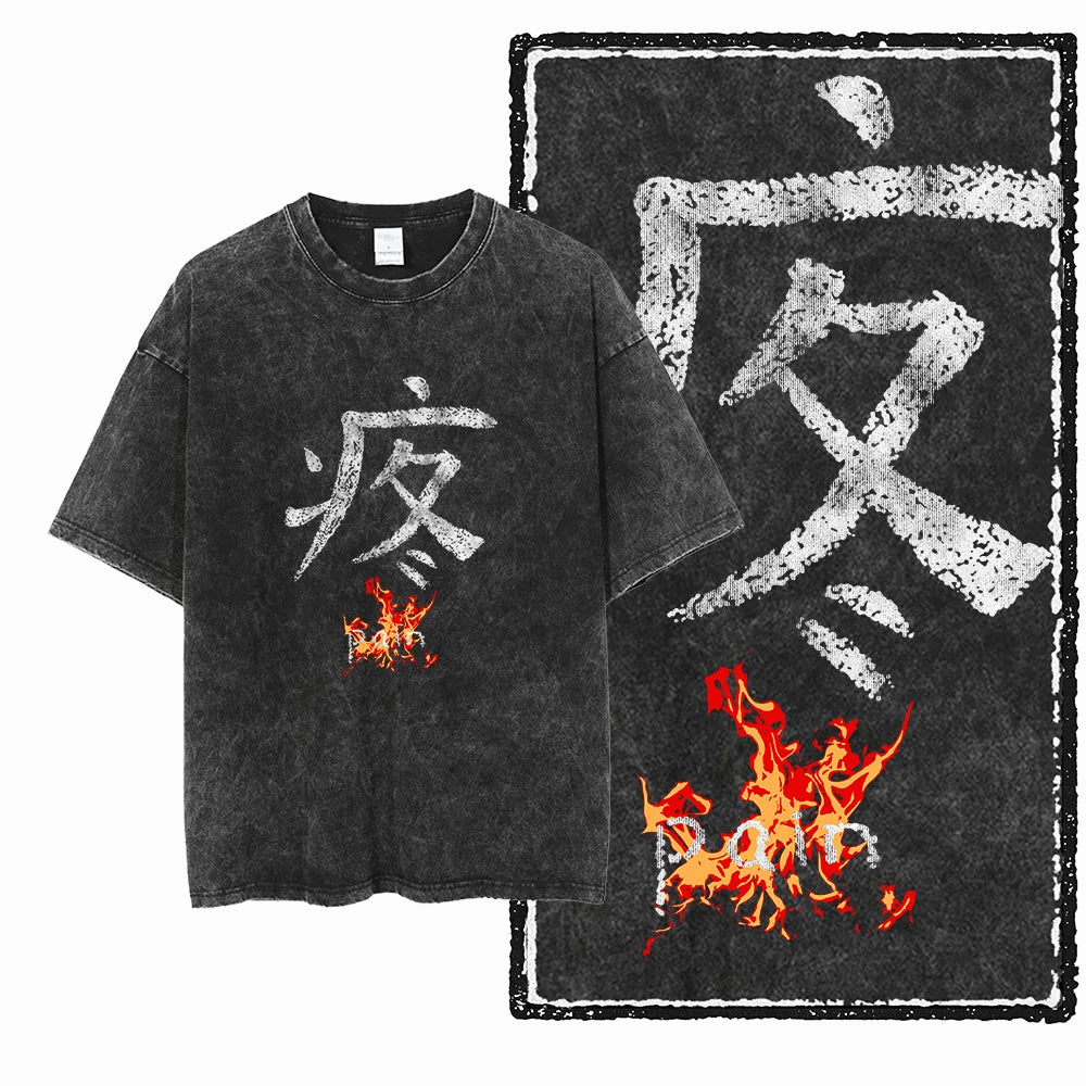 Skull Graphic Acid Washed Tees