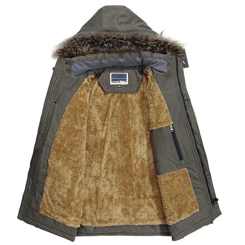 Faux Fur Hooded Fleece Cotton Padded Warm Parka