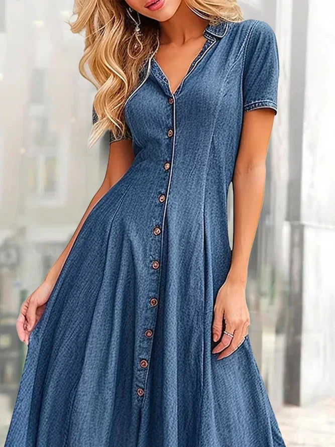 Loose Denim Button-Up Dress