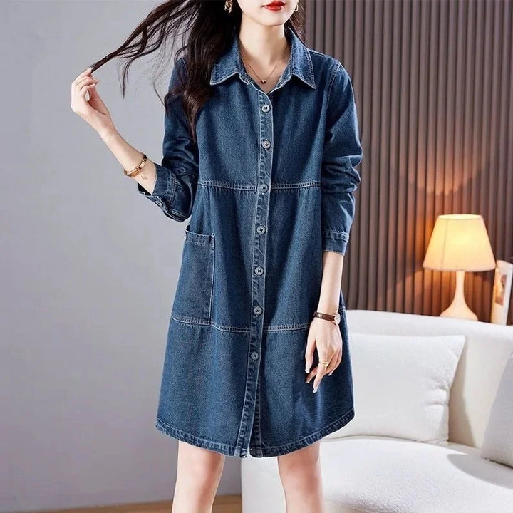 Loose and Casual Mid-Length Denim Coat