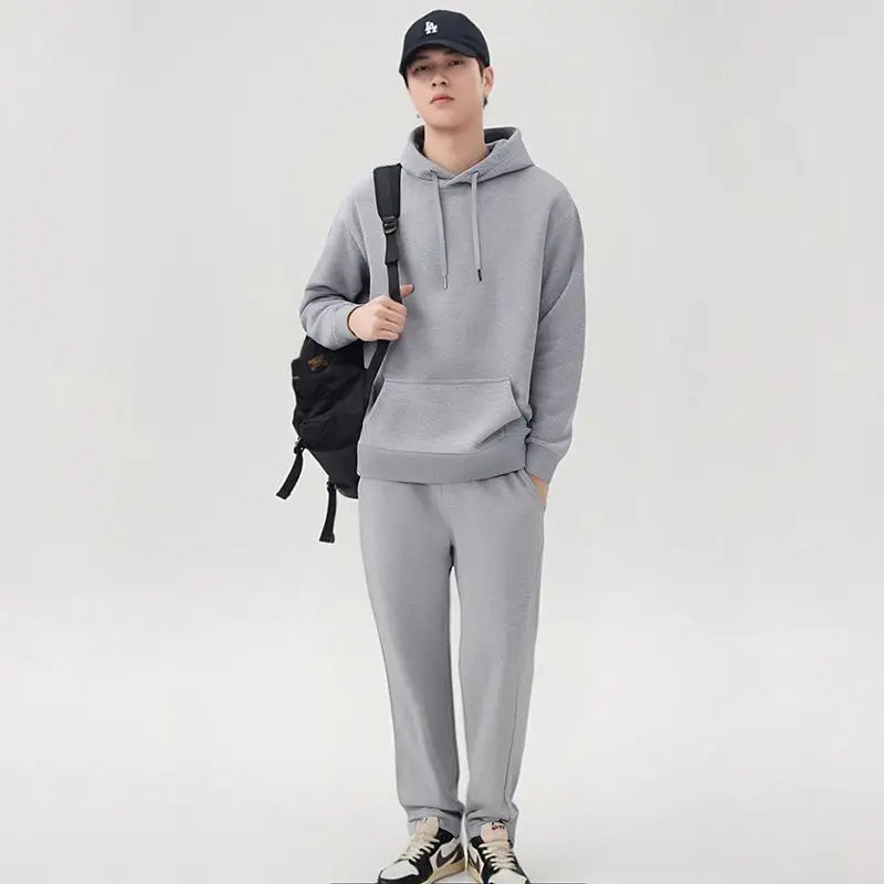 Trendy Hooded Sweatshirt and Sweatpants Set