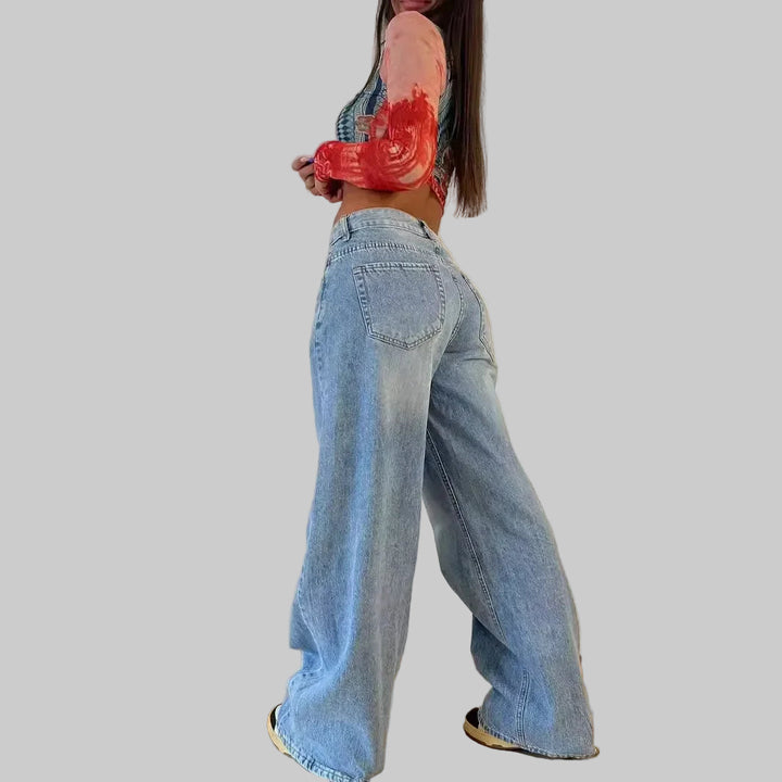 American Retro High-Waisted Wide-Leg Jeans