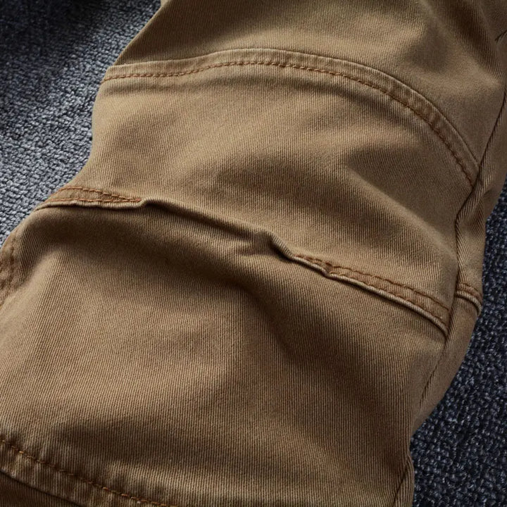 Stretchy Khaki Slim Fit Denim Pants