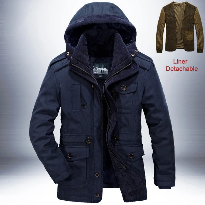 Warm Parka Windbreaker with Detachable Cashmere Liner