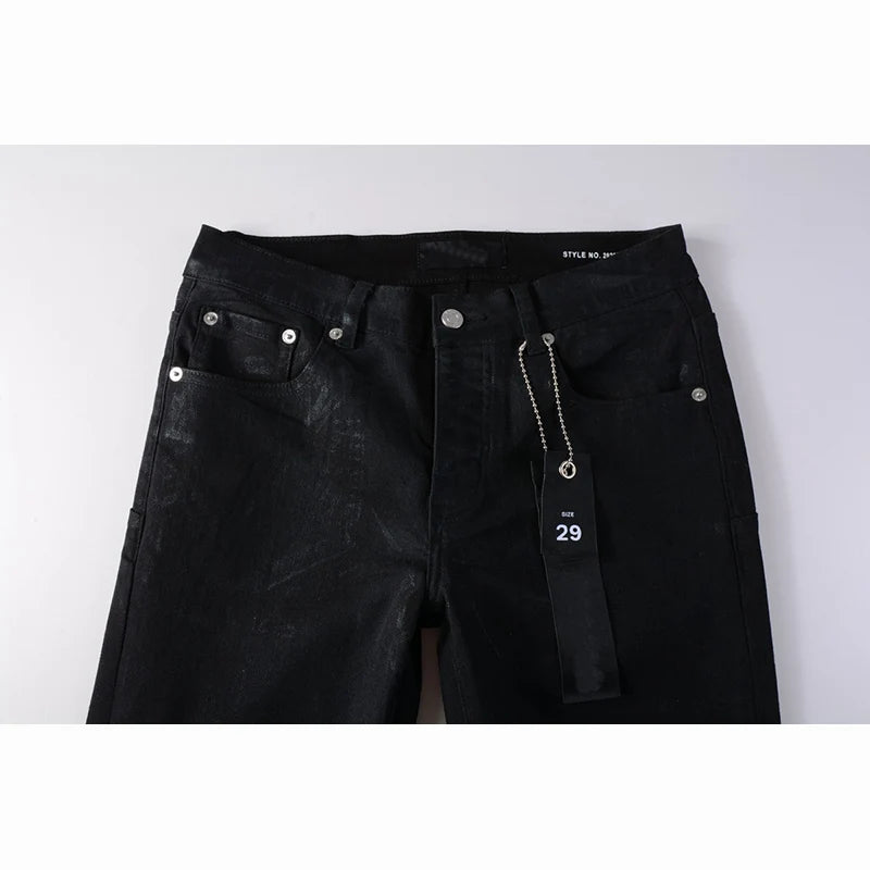American Distressed Coated Blank Stretch Skinny Jeans