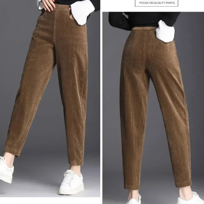 Cozy Thick Plush Corduroy Harem Pants