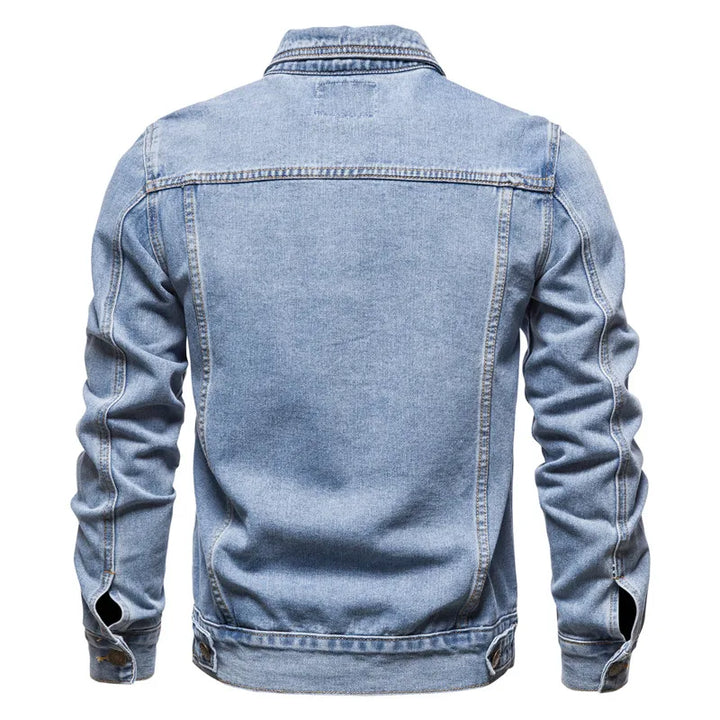 Solid Vintage Motorcycle Denim Jacket