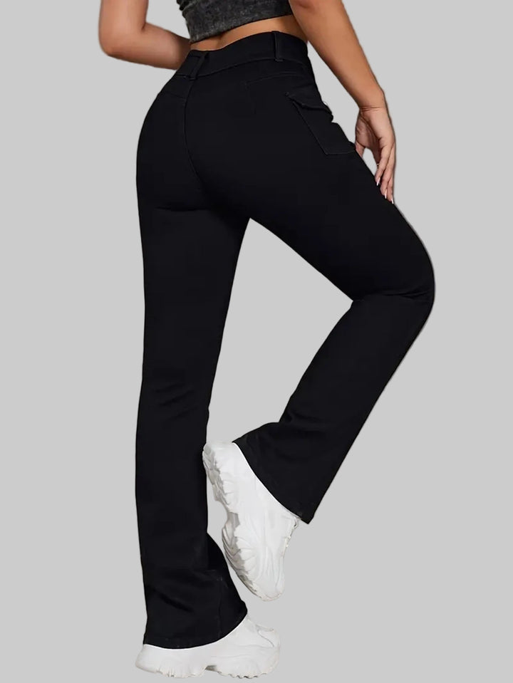Trendy Vintage-Inspired Black Goth Flare Jeans