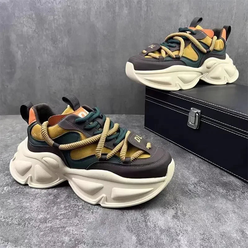 Color-Blocked Height-Enhancing Chunky Sneakers
