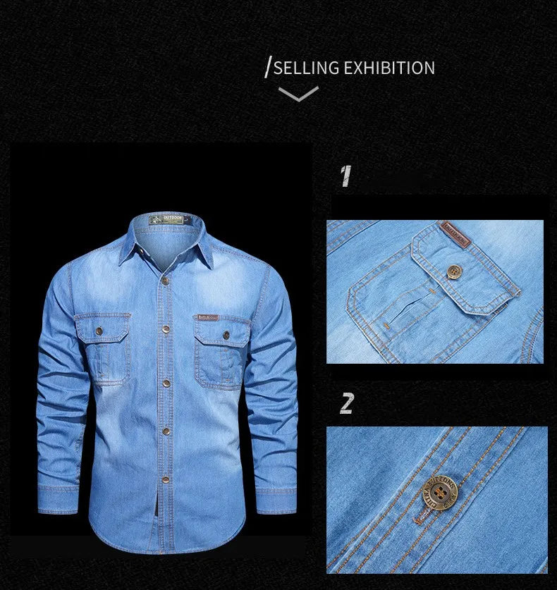 Pure Cotton Bamboo Washed Denim Shirt