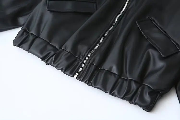 Versatile Loose Faux Leather Jacket