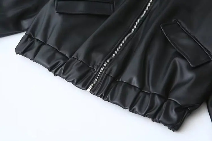 Versatile Loose Faux Leather Jacket