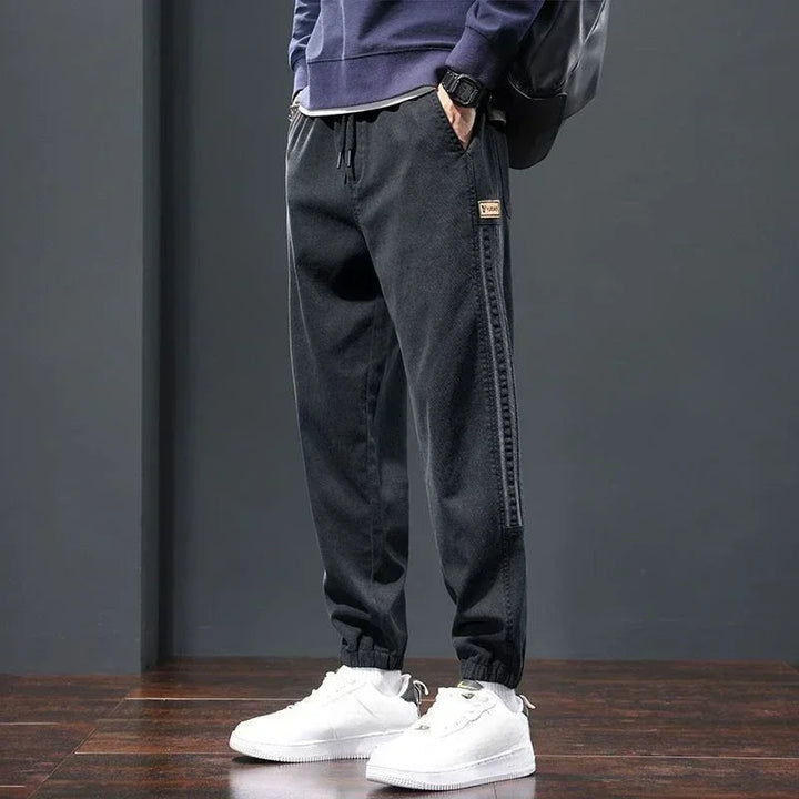 Oversized Grey Cargo Pants with Stripes